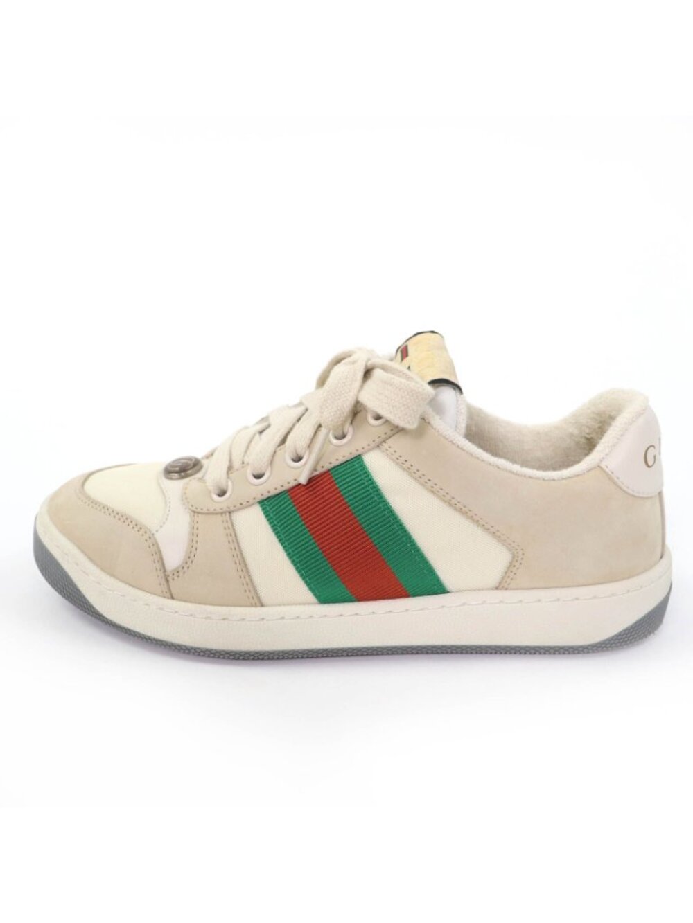 Gucci Leather Web Stripe GG Marmont Vintage Logo Low Cut Sneakers Beige - Picture 5 of 13